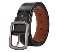 Generisch Men's Leather Belt Soft Needle Buckle Belt Men's Cowhide Casual Trousers Scarf Hat Gloves Set Women, black, 120