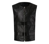 Generisch Men's Leather Vest Men's Motorcycle Vest Leather Vest Chopper Vest Faux Leather Biker Rocker Motorcycle Club Vest Lacing Vest Motorcycle Team Punk Jeans Vest