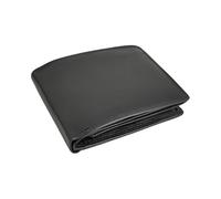 Generisch Men's Leather Wallet with RFID Protection, Landscape Format, Men's Genuine Leather Goat Leather, 7 Card Slots, 3 ID Slots, Coin Compartment, Black Wallet with Gift Box