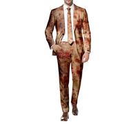 Generisch Men's Leisure Suit European and Halloween Retro Suit with Blood Stains Casual Loose Bloodstained German Two Piece Suit for Men Suit Bow Tie Wood, black, M