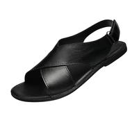 Generisch Men's Lightweight Sandals with Slingback Summer Shoes PU Leather Outdoor Sandals Large Sizes Beach Shoes Lightweight Sports Sandals Comfortable Breathable Outdoor Sandals, black, 9.5 UK