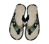 Generisch Men's Lightweight Shoes Summer Slippers Shoes with Straw Sole Shower Shoes Outdoor Indoor Slippers Camo Slippers Silent Slippers Summer Sliders Trekking Slippers Beach Sandals, Green, 10 UK