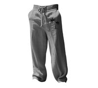 Generisch Men's Linen Trousers, Long Summer, Lightweight Summer Trousers, Beach Trousers, Very Large Sizes, Casual Trousers, Breathable Work Trousers, 3D Printed Fabric Trousers, Classic Holiday
