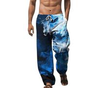 Generisch Men's Linen Trousers with Drawstring, Lightweight Trousers, Men's Corduroy Jogging Bottoms, Cotton Plain Pants for Men, Wide Waistband, Yoga - Beach Trousers, Lightweight Summer Trousers,