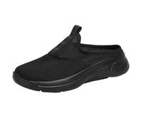 Generisch Men's Loafer Summer Mesh Breathable Comfortable Slippers Plain Lightweight Slip On Soft Sole Slippers Outdoor Beach Casual Large Sizes Summer Shoes 39-43 EU, black, 8.5 UK