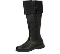 Generisch Men's Long Shaft Boots, Lined with Heel, Mid-Height, Vintage Medieval Scandinavian Viking, Chunky High Pirate, Comfortable Gear, Size 38-48, Black, 10.5