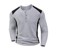 Generisch Men's Long-Sleeved Shirt Plain Waffle Sports Shirts with Button Placket Colour Block Fitness Workout Muscle Shirts Winter Autumn Casual Shirts Slim Fit Fitness Shirts Comfortable Soft