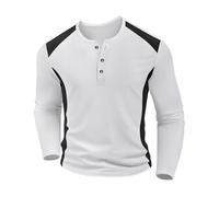 Generisch Men's Long-Sleeved Shirt Plain Waffle Sports Shirts with Button Placket Colour Block Fitness Workout Muscle Shirts Winter Autumn Casual Shirts Slim Fit Fitness Shirts Comfortable Soft