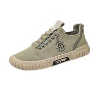 Generisch Men's Low Top Breathable Casual Hiking Shoes Canvas Shoes Men's La Trainer Black, Army Green, 9.5 UK