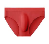 Generisch Men's MaleUnderwear Ice Silk Traceless Breathable Ultra Thin Triangle Pants Summer Cool Soft Comfortable Traceless Underwear, red, L