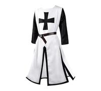 Generisch Men's Medieval Crusader Templar Tunic with Side Slit Cape Renaissance Robe Halloween Costumes Crest Skirt Warrior Cosplay Gothic Medieval Knight Costume