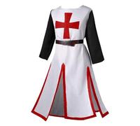 Generisch Men's Medieval Crusader Templar Tunic with Side Slit Cape Renaissance Robe Halloween Costumes Crest Skirt Warrior Cosplay Gothic Medieval Knight Costume