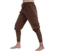 Generisch Men's Medieval Trousers Vintage Renaissance Viking Pirate Trousers Plain Baggy Leisure Trousers Cosplay Carnival Costume Gothic Steampunk Victorian Halloween Costume