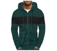Generisch Men's Men's Winter Colour Block Hoodie Colour Block Pullover Drawstring Fleece Sweatshirt, Bk7, L