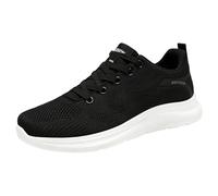 Generisch Men's Mesh Trainers, Breathable Sports Shoes, Lightweight Flat Running Shoes, Comfortable Casual Walking Shoes, Non-Slip Jogging Shoes, Lace-Up Shoes, Minimalist Casual Shoes, black, 9.5 UK