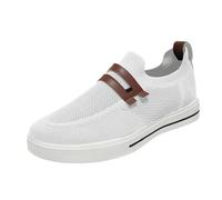 Generisch Men's Mesh Trainers - Flat Non-Slip Sports Shoes Without Laces Leisure Shoes Summer Shoes - Lightweight Walking Shoes Breeze Shoes Street Running Shoes Running Shoes for Everyday Use, White
