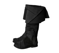 Generisch Men's Mid-Calf Boots Medieval Knee-High Leather Boots with Low Heel Comfortable Durable Casual Shoes for Men, black, 12 UK