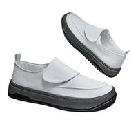 Generisch Men's Modern On The Go Slippers with Strap Overlay - Casual Shoe with Contrast Sole and Slip-on Shape | Everyday Shoe for Office and City, Style G03 White, 7 UK