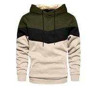 Generisch Men's Patchwork Pullover Camouflage Hoodie Y2K Long Sleeve Shirt Colour Block Sweatshirt Winter Warm Cardigan Basic Winter Jacket Drawstring Sweat Jacket Crew Neck Casual Shirt, O Army Green