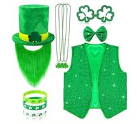 Generisch Men's Performance Dress in Elegant St Patrick's Design for Festive Stage Performances Historical Representations, Green, M