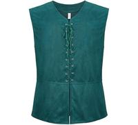 Generisch Men's Pirate Vest Adult Medieval Costume Sleeveless Lace-up Vest Casual Vest Viking Vest Retro Renaissance Steampunk Halloween Cosplay Gothic Suede Pirate Tank Top, Z2 Green1, L