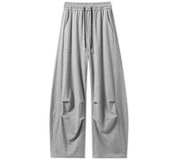 Generisch Men's Pleated Trousers with Wide Leg and Cut-Out Detail - Casual Lounge Trousers in Avant-Garde Design | Modern Fabric Trousers for a Relaxed Style, style_z02 gray, XXL