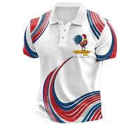Generisch Men's Polo Shirt Casual Business Shirt with Button Placket Comfortable Loose National Day Print Breathable High Quality, White, L