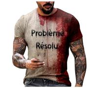 Generisch Men's Print Halloween France Theme Casual Crew Neck Blood Graphic Plus Size Printed Solid Color Short Sleeve, Brick Red, XL