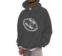 Generisch Men's Pullover Hoodie Football Print Casual Loose Fit Sweatshirt for Winter Comfortable Warm Fleece Super Offers, GY2, 3XL
