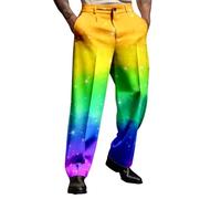 Generisch Men's Rainbow Mouth Theme Casual Day Suit Trousers Holiday Printed Casual Novel Button Trousers Carrot Trousers, Multicoloured, XL