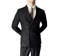 Generisch Men's Regular Fit Casual Modern Suit Jacket Double Breasted Plain Blazer Sporty Suit Jacket for Wedding Party Business Graduation Jacket, black, 3XL