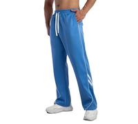 Generisch Men's Retro Wide Leg Trousers with Loose Fall Drawstring Straight Leg Casual Outdoor Colour Block Design, blue, XXL