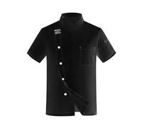 Generisch Men's Santa Shirt with Long Sleeves Contrasting Red Buttons Chef's Jacket for Women Men Denim Shirt Men, black, M
