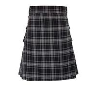 Generisch Men's Scottish Kilt Scottish Style Checked Tartan Skirt with Contrast Pockets Highland Tartan Pleated Vintage Skater Streetwear Classic Gothic Steampunk Tartan Kilt, O Grey, XL