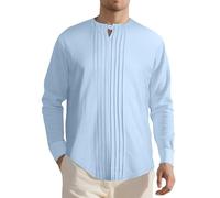 Generisch Men's Shirts Long Sleeve Plain Colours Minimalism Crew Neck Sweatshirt College Stretch Henley Shirt Skin-Friendly Textiles Autumn Winter Undershirt Men for Casual Everyday Use, lightblue, L