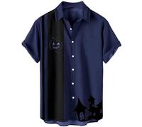 Generisch Men's Shirts Short Sleeve Tropical Button Down Shirt Summer Beach Shirt with Print for Casual Casual Fashion Relaxed Holiday Days in All Weather, navy, XXL