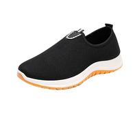 Generisch Men's Shoes Trainers Black Casual Shoes Breathable Mesh Flat Shoes Plain Walking Shoes Wide Feet Sports Shoes Stylish and Beautiful Trainer Shoes Slip-On Safety Trainers, black, 7 UK