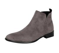 Generisch Men's Short Boots, Waterproof, Slip-On Boots, Women's Flat, Non-Slip Block Heel with Side Zip, Pointed Toe, Spring, Winter, Lightweight Short Ankle Boots, gray, 10 UK