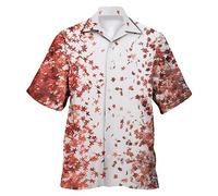 Generisch Men's Short Shirt for Spring Summer Canada Day Design Long Sleeve Shirt with Print Single Breasted Casual Business Leisure, White, M