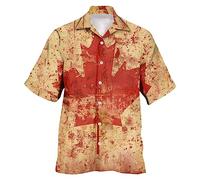 Generisch Men's Short Sleeve Shirt for Spring Summer Canada Day Design Long Sleeve Single-Breasted Business Leisure Breathable Comfortable, khaki, 3XL