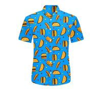 Generisch Men's Short Sleeve Shirt Summer Casual Hawaiian Print Breathable Lightweight Comfortable Leisure Fashion Style, sky blue, XXL