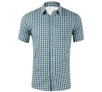 Generisch Men's Short-Sleeved Shirt with Innovative 3D Digital Print Practical Checked Pocket Buckles for Modern Men, Army Green, 3XL