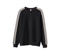 Generisch Men's Slim Fit Pullover Sweatshirt Lightweight Long Sleeve Casual Tops with Striped Print for Everyday in Autumn and Winter Pullover 2 in 1 Look, black, M