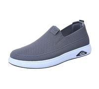 Generisch Men's slip-on canvas trainers, leisure trainers, quick-drying, breathable, non-slip casual shoes, lightweight shoes, elegant knit, hiking shoes, barefoot shoes, running shoes, 39-44, gray