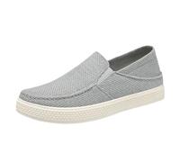 generisch Men's Slip On Loafers Flat Casual Shoes Lightweight Fabric Shoes Breathable Trainers Low Top Trainers Non-Slip Walking Shoes Without Laces Low Shoes Plain Summer Shoes, gray, 7 UK
