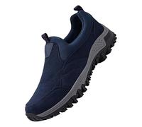 Generisch Men's Slip-On Shoes Extra Wide Walking Shoes with Foot Arch Support Non-Slip Hiking Shoes Breathable Fitness Running Shoes Wear-resistant Outdoor Shoes Without Laces Trekking Shoes, blue, 9