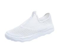 Generisch Mens Sports Shoes Fashion Simple Plain Pattern Mesh Breathable Soft Comfortable Slip On Mens Running Shoes 43, White, 10 UK