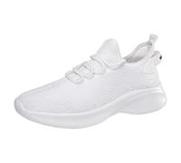 Generisch Men's Sports Shoes Outdoor Trend Pattern Plain Colours Mesh Breathable Comfortable Non-Slip Lace-Up Casual Trainers, White, 10 UK