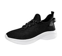 Generisch Men's Sports Shoes Outdoor Trend Pattern Plain Colours Mesh Breathable Comfortable Non-Slip Lace-Up Casual Trainers, black, 10 UK