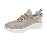 Generisch Men's Sports Shoes Outdoor Trend Pattern Plain Colours Mesh Breathable Comfortable Non-Slip Lace-Up Casual Trainers, khaki, 10 UK